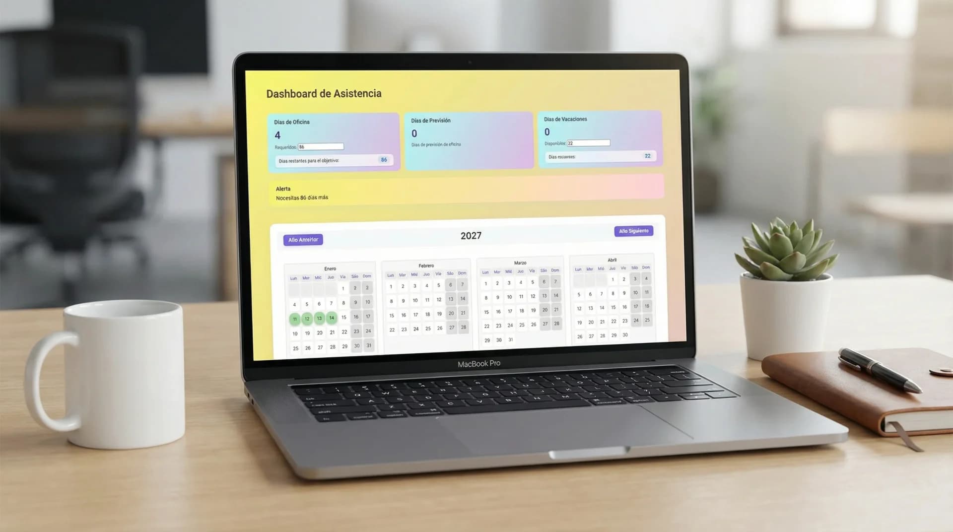 Dashboard asistencia oficina